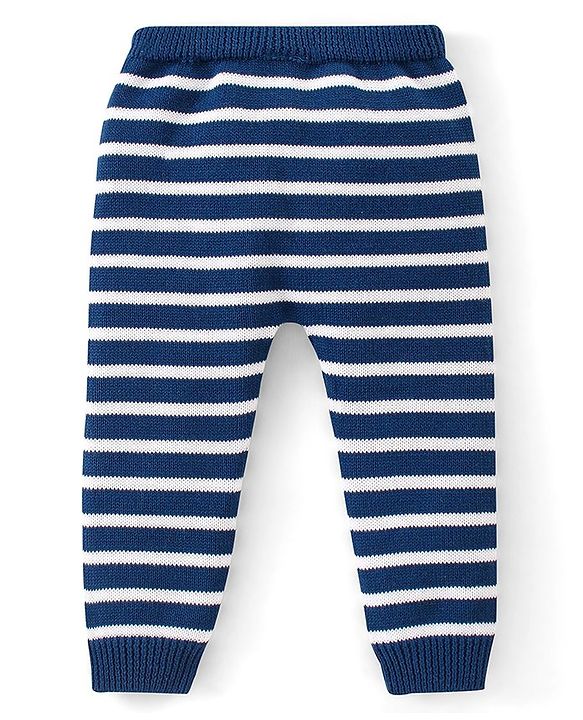 Babyhug 100% Organic Cotton Full Sleeves Sweater Set With Cap Intarsia Design- Blue