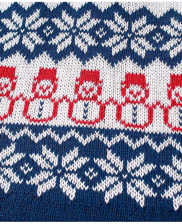 Babyhug 100% Organic Cotton Full Sleeves Sweater Set With Cap Intarsia Design- Blue