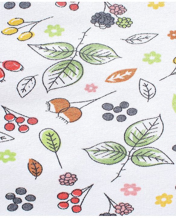 Babyhug 100% Cotton Knit Half Sleeves Top and Legging Set With Squirrel Patch & Fruits Print - Yellow & White