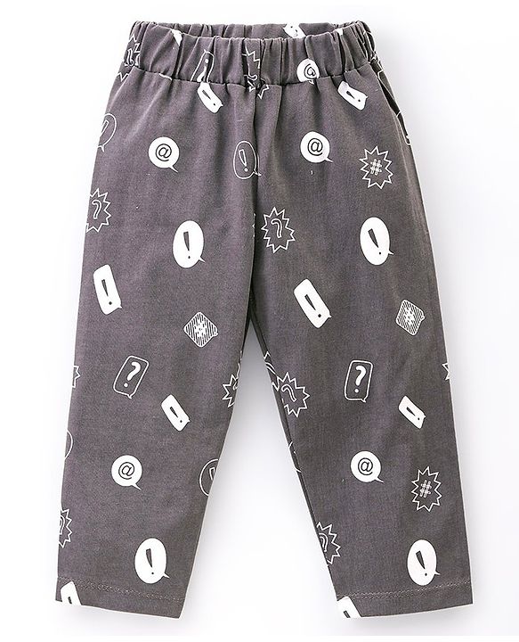 Babyhug Cotton Knit Full Sleeves Night Suit Dreamer Print - Grey & Yellow