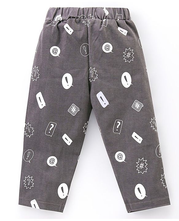 Babyhug Cotton Knit Full Sleeves Night Suit Dreamer Print - Grey & Yellow
