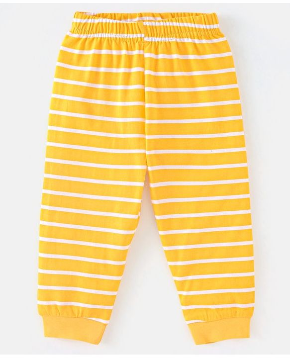 Babyhug Cotton Full Sleeves Pyjama Nightwear Set Bear Print - Blu & Yellow