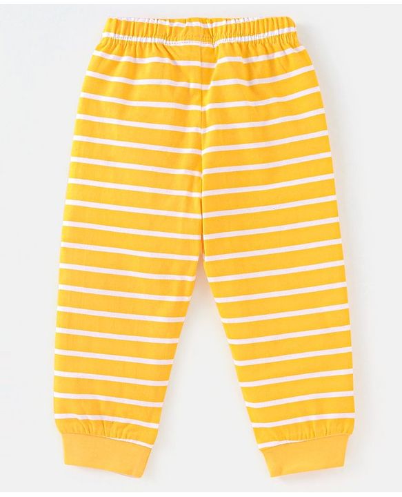 Babyhug Cotton Full Sleeves Pyjama Nightwear Set Bear Print - Blu & Yellow