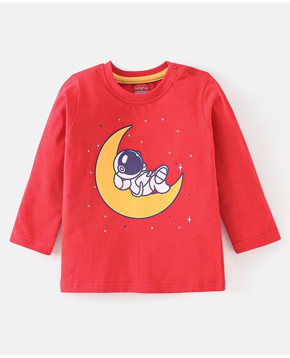 Babyhug Cotton Full Sleeves Pyjama Nightwear Set Bear Print - Blue & Red
