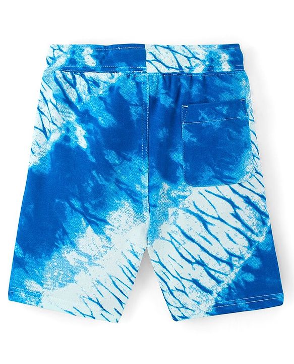 Pine Kids 100% Cotton Knit Knee Length Champion & Tie Dye Print Shorts - White & Blue