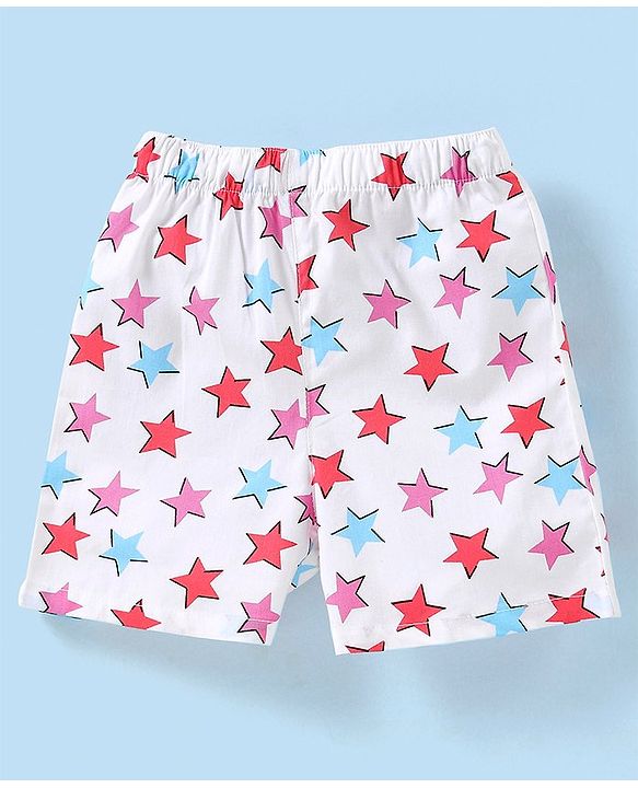 Babyhug Cotton Woven Boxers Checks & Star Print Pack of 3- Maroon Blue & White