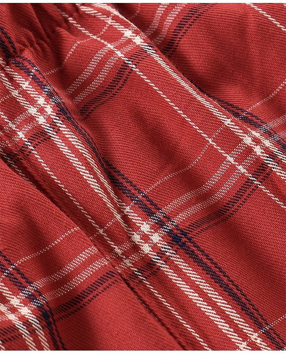 Babyhug Cotton Woven Boxers Checks & Star Print Pack of 3- Maroon Blue & White