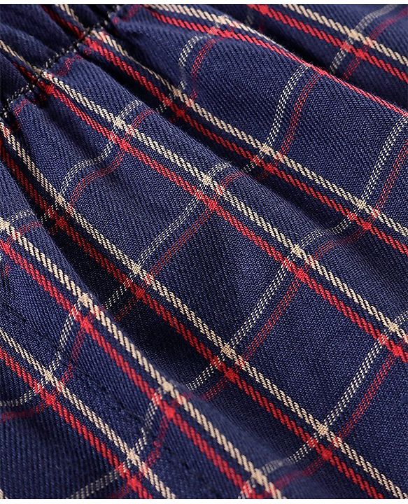 Babyhug Cotton Woven Boxers Checks & Moon Print Pack of 3 - Blue & Red