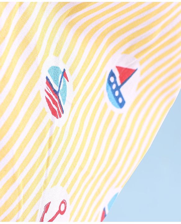 Babyhug Cotton Knit Boxers Boat & Stars Print Pack of 3 - Maroon Navy Blue  & Yellow