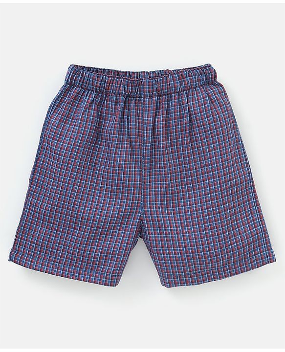 Babyhug Cotton Knit Boxers Checks & Cars Print Pack of 3 - Blue & Pink