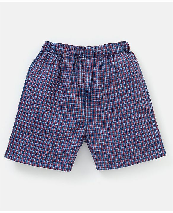 Babyhug Cotton Knit Boxers Checks & Cars Print Pack of 3 - Blue & Pink
