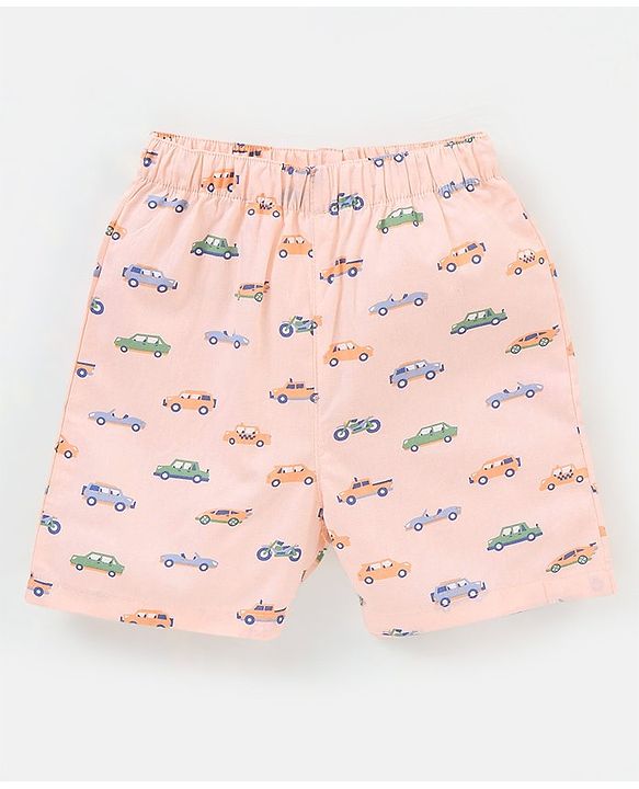 Babyhug Cotton Knit Boxers Checks & Cars Print Pack of 3 - Blue & Pink