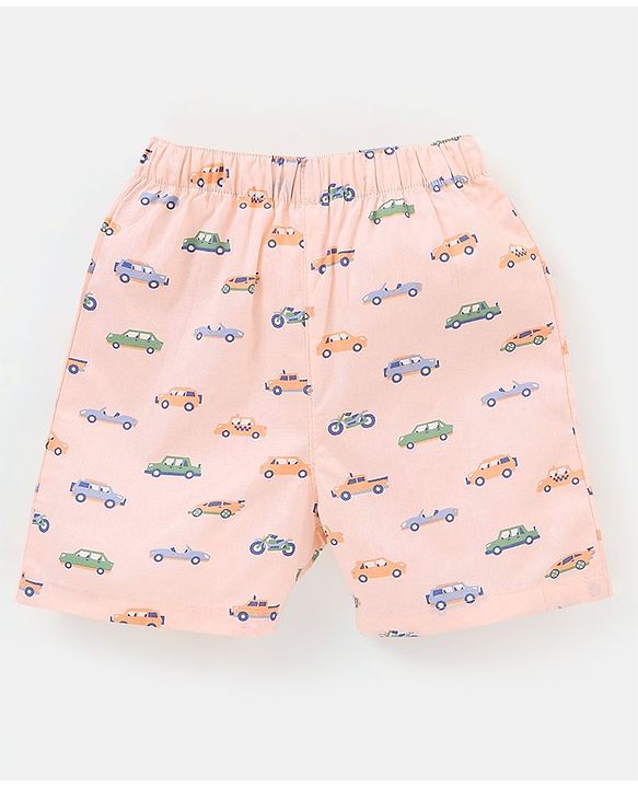 Babyhug Cotton Knit Boxers Checks & Cars Print Pack of 3 - Blue & Pink
