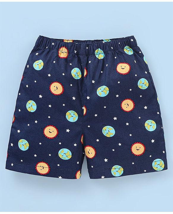 Babyhug Cotton Knit Boxers Checks & Stripes Print Pack of 3 - Yellow & Blue
