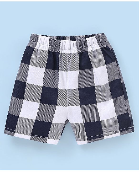 Babyhug Cotton Knit Boxers Checks & Stripes Print Pack of 3 - Yellow & Blue