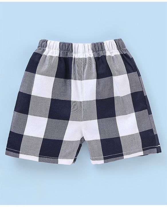 Babyhug Cotton Knit Boxers Checks & Stripes Print Pack of 3 - Yellow & Blue