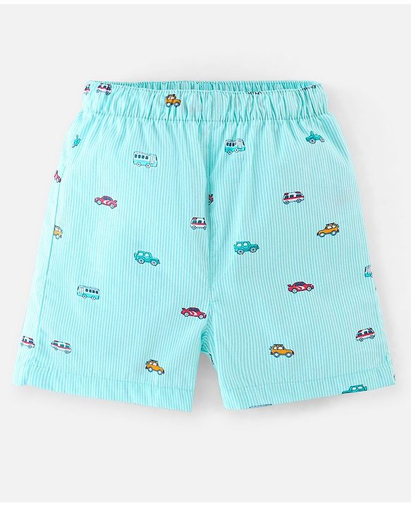 Babyhug Cotton Boxers Checks & Dino Print Pack of 3- Orange & Blue
