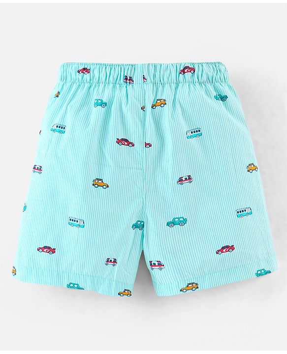 Babyhug Cotton Boxers Checks & Dino Print Pack of 3- Orange & Blue