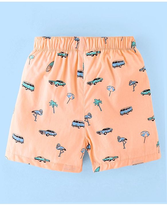 Babyhug Cotton Boxers Checks & Dino Print Pack of 3- Orange Pink & White
