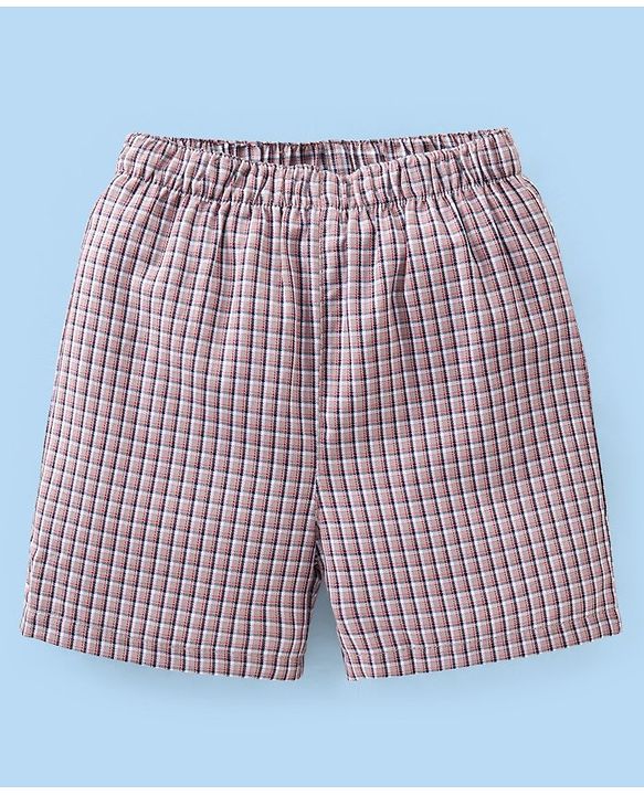 Babyhug Cotton Woven Boxer Checks & Surfboard Print Pack of 3 - White & Blue