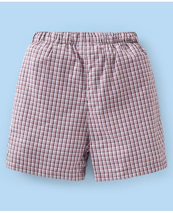 Babyhug Cotton Woven Boxer Checks & Surfboard Print Pack of 3 - White & Blue