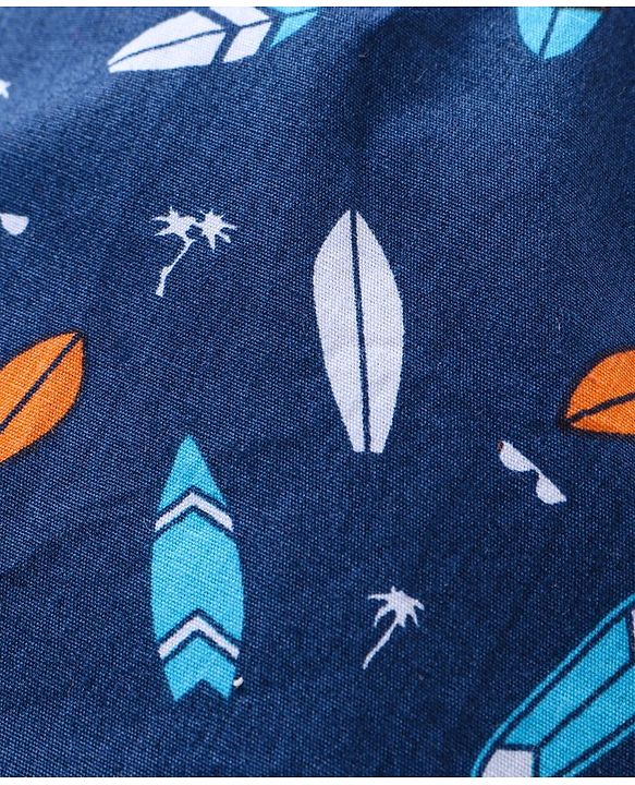 Babyhug Cotton Woven Boxer Checks & Surfboard Print Pack of 3 - White & Blue