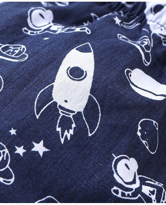 Babyhug Cotton Knit Boxer Checks & Space Print Pack of 3 - Beige Red & Blue