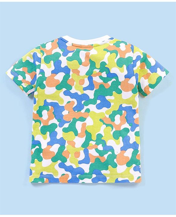 Babyhug Cotton Half Sleeves T-Shirt with Camo Print - Green