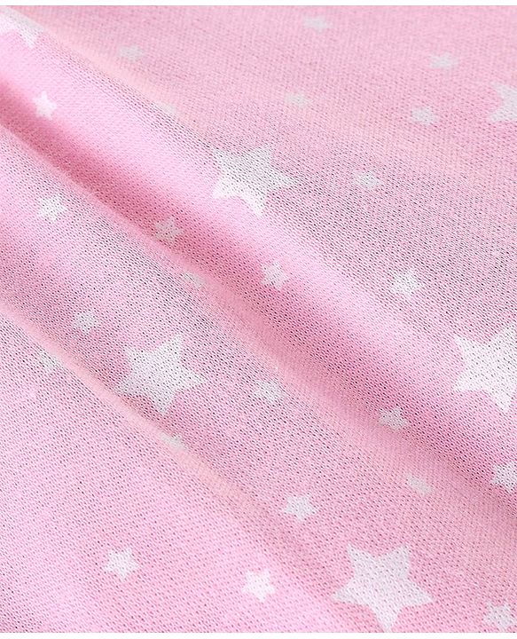 Babyhug Cotton Knit Full Sleeves Night Suit Star Print - Pink