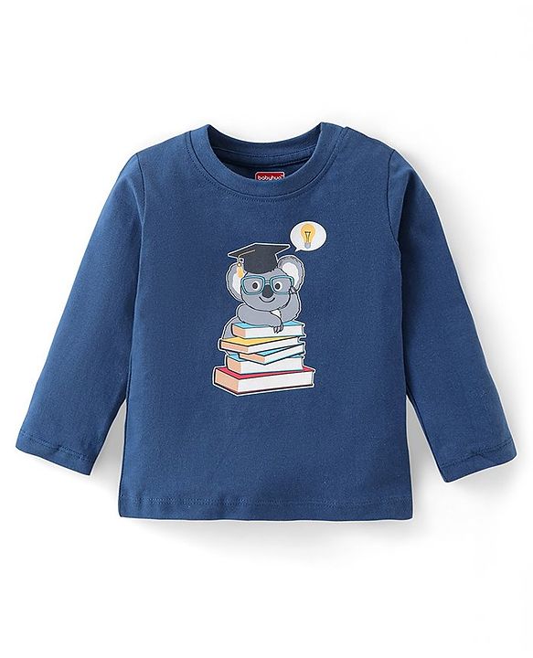 Babyhug Cotton Knit Full Sleeves Night Suit with Koala Print - Navy
