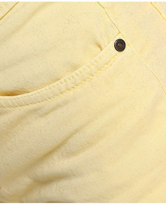 Pine Kids Thigh Length Cotton Elastane Over Dyed Shorts - Yellow