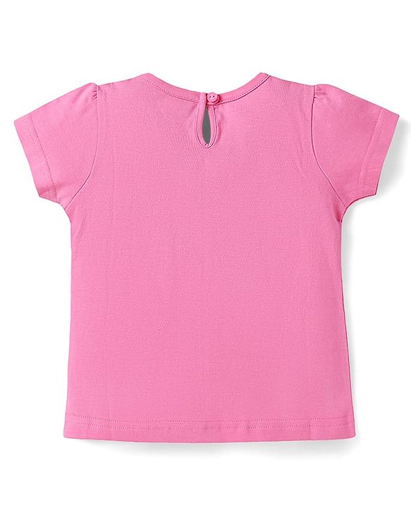 Babyhug Cotton Knit Short Sleeves Clouds Printed Night Suit - Pink