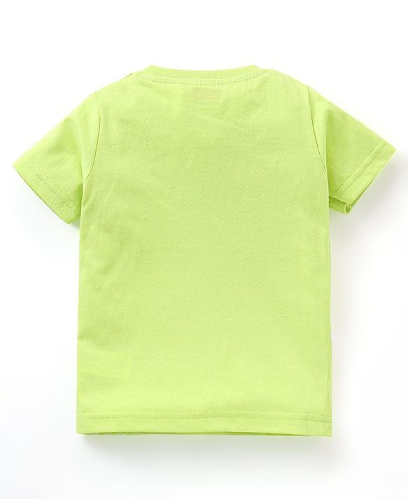 Baabyhug Cotton Knit Half Sleeves Night Suit Monster Print - Green & Multicolor