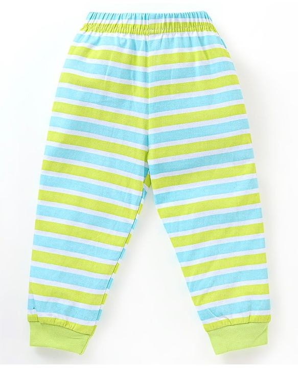 Baabyhug Cotton Knit Half Sleeves Night Suit Monster Print - Green & Multicolor