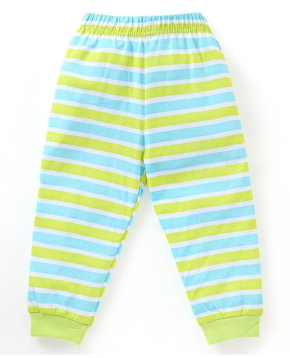 Baabyhug Cotton Knit Half Sleeves Night Suit Monster Print - Green & Multicolor