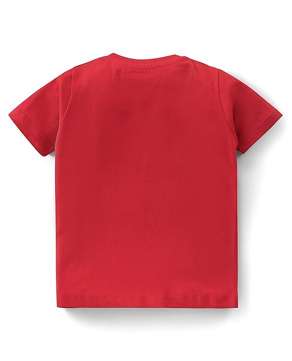 Babyhug Cotton Half Sleeves T-Shirt Hippo & Giraffe Print- Red