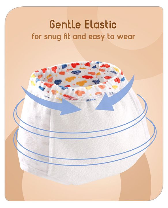 Babyhug 100% Cotton Padded Underwear Diapers Pack of 3 Size 0 Cloud Print - Multicolour