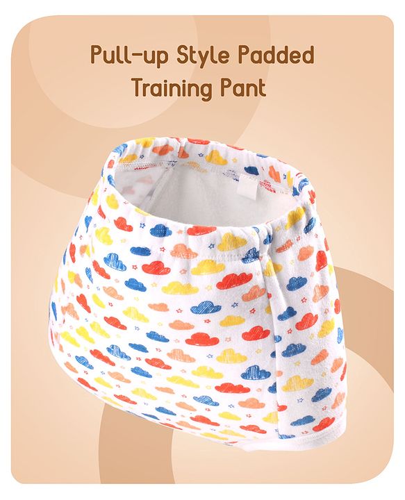 Babyhug 100% Cotton Padded Underwear Diapers Pack of 3 Size 0 Cloud Print - Multicolour