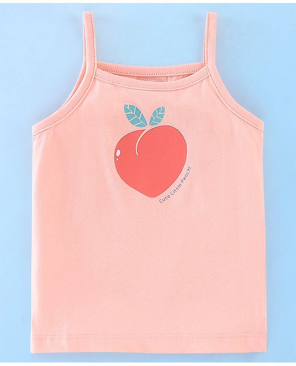 Babyhug 100% Cotton Singlet Slips Heart Print Pack of 3 - Red White & Peach