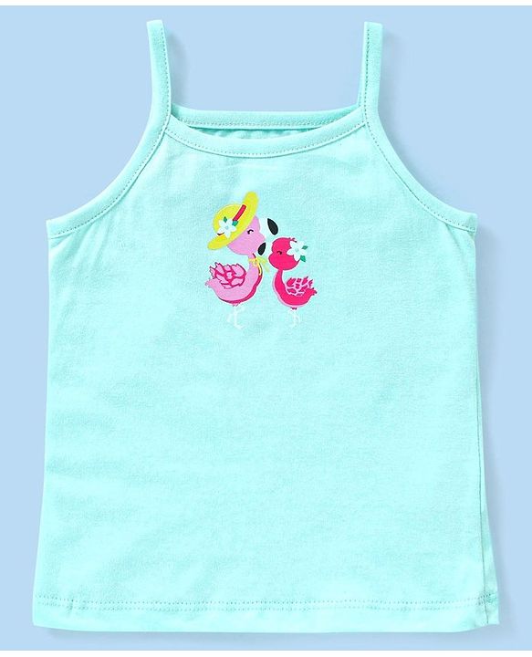 Babyhug 100% Cotton Knit Sleeveless Slip Flamingo & Floral Print Pack Of 3 - Blue Pink & Yellow