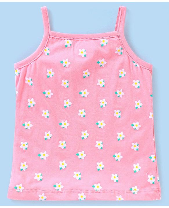 Babyhug 100% Cotton Knit Sleeveless Slip Flamingo & Floral Print Pack Of 3 - Blue Pink & Yellow