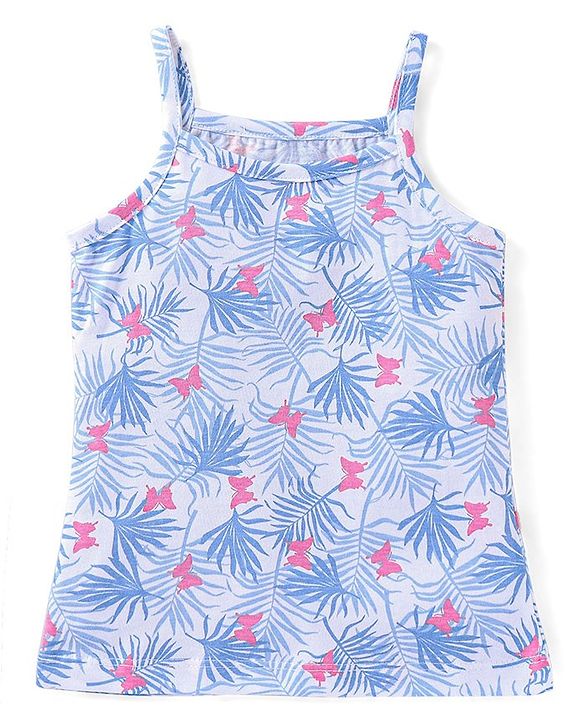 Babyhug 100% Cotton Singlet Slips Butterfly Print Pack of 3 - Blue & Purple