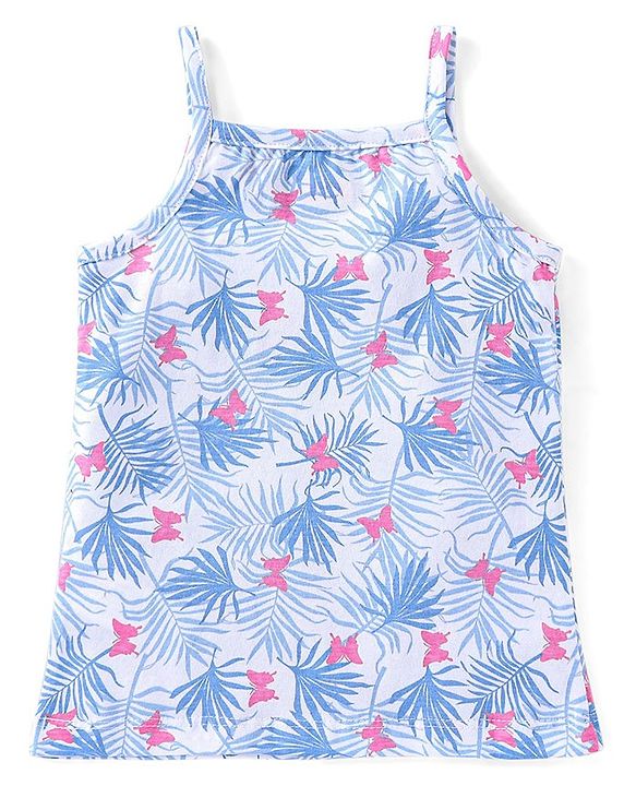 Babyhug 100% Cotton Singlet Slips Butterfly Print Pack of 3 - Blue & Purple
