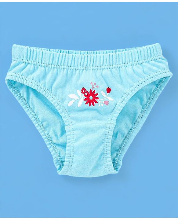 Babyhug 100% Cotton Floral Printed Panties Pack Of 3 - Blue Pink & White