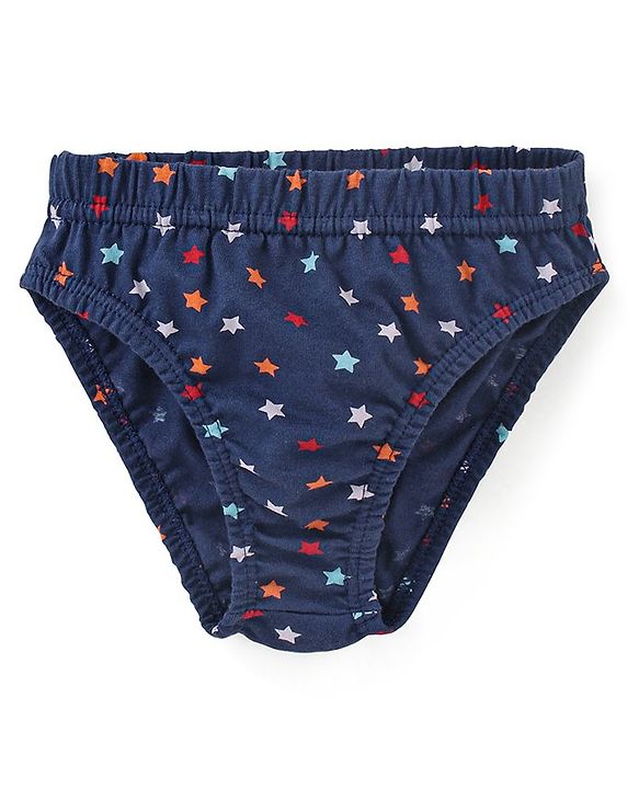 Babyhug 100% Cotton Briefs Star Print Pack of 3 - Blue White & Orange