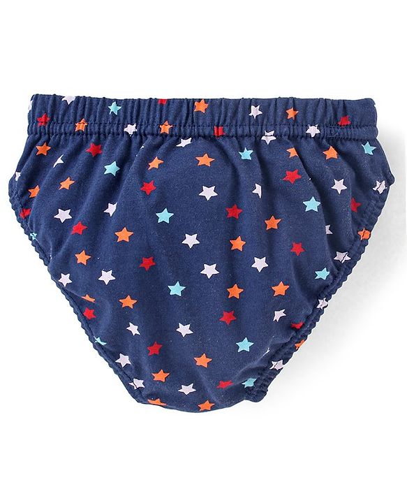 Babyhug 100% Cotton Briefs Star Print Pack of 3 - Blue White & Orange