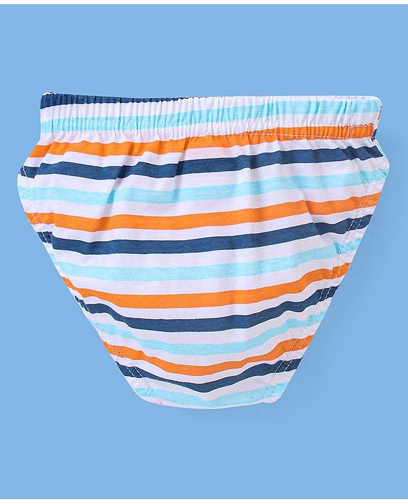 Babyhug 100% Cotton Briefs Star Print Pack of 3 - Blue White & Orange