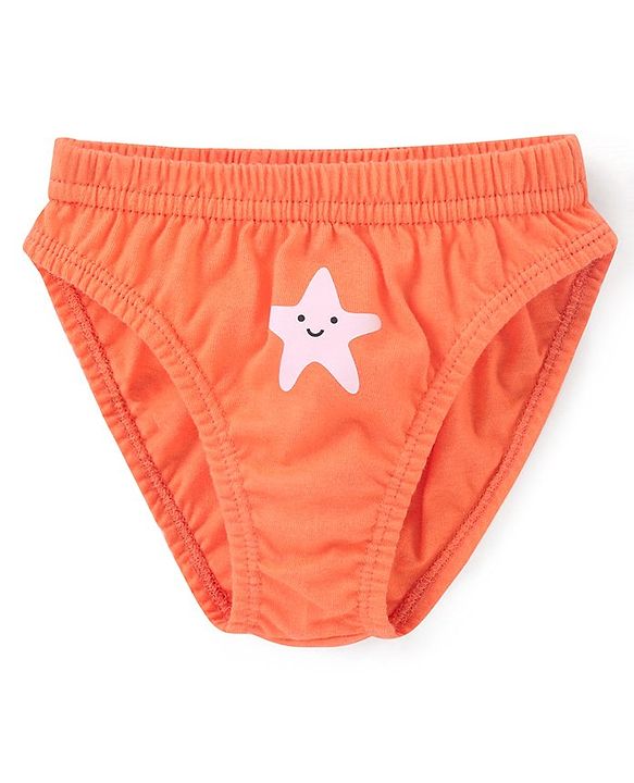 Babyhug 100% Cotton Briefs Star Print Pack of 3 - Blue White & Orange