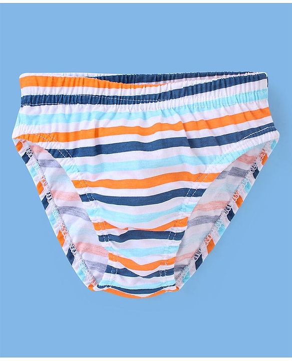 Babyhug 100% Cotton Briefs Star Print Pack of 3 - Blue White & Orange