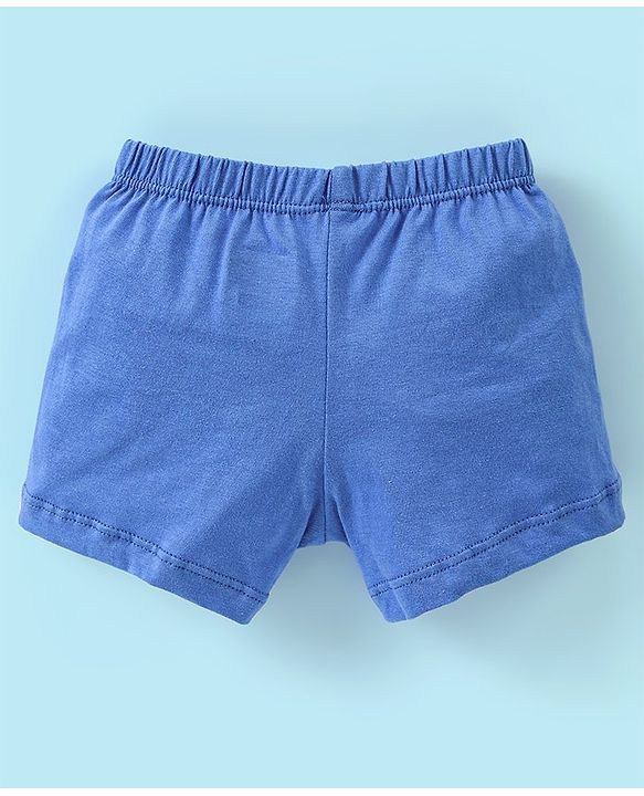 Babyhug 100% Cotton Car Printed Trunk Pack of 3 - White & Blue